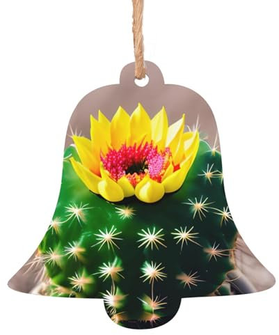 Decorazioni natalizie in legno con stampa di cactus a fiori per albero di Natale, regalo per la casa, festa