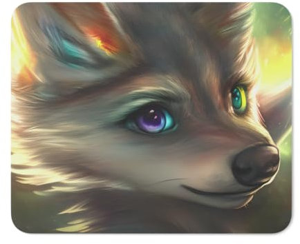 Mousepad, Wolf! Desk Pad Tragbar Gaming Mousepad Langlebige Komputer-Mousepad Für Pc Computer 25X30Cm