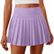 PINSPARK Damen Plissierte Tennisrock mit Taschen Hohe Taille Tennis Skort V-Bund Faltenrock Sportrock Minirock UV Schutz Röcke Hosenrock Golfrock Workout Outdoor Laufen Lila L