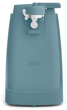 Bella Electric Can Opener and Knife Sharpener, Multifunctional Jar and Bottle Opener with Removable Cutting Lever and Cord Storage, Stainless Steel Blade, Surf
