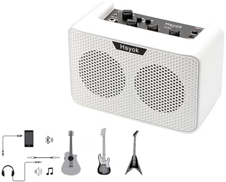 RuiJOTWAT Amplificatore per chitarra elettrica altoparlante amplificatore per chitarra elettrica da 10 watt, altoparlante bianco