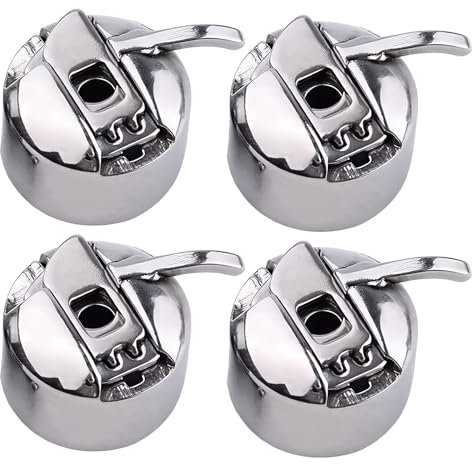 4 Stück Edelstahl Spulenkapseln für Nähmaschinen, Kompatibel mit Frontlader der Klasse 15 - nähmaschinenspule,Passend für Babylock, Bernina, Brother, Elna, Janome, Kenmore, Singer,nähmaschinenzubehör