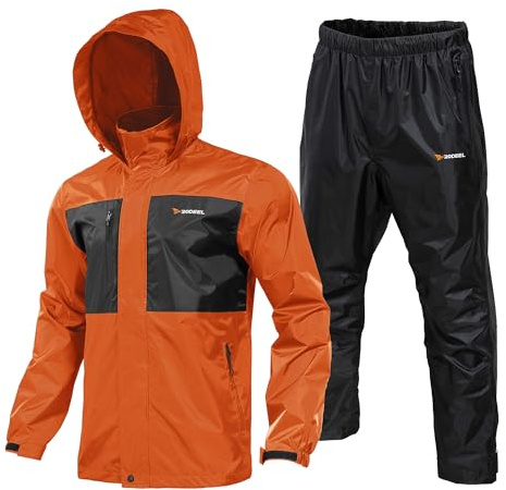 Rodeel Combinaison de pluie imperméable pour homme (veste et pantalon), A-orange., X-Large