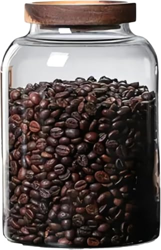 Uotyle 2000ml Glass Spaghetti Storage Jars with Wood Lids, Airtight Clear Cookie Jars for Tea Coffee Bean Sugar Flour Candy Storage