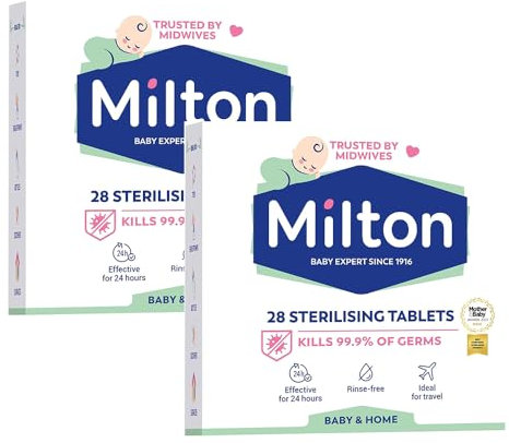 ZINNIAUK 2 x Milton Sterilising Tablets - 56 Tablets for Cleaning Baby Bottles, Breastfeeding Accessories & Equipment - Rinse-Free, Travel-Friendly Household Hygiene Solution for Home or On-The-Go Use