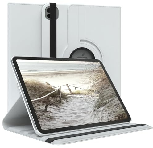 EAZY CASE - Tablet Hülle für iPad iPad Pro 11 (2025) Schutzhülle 11 Zoll Smart Cover Tablet Case Rotationcase zum Aufstellen Klapphülle 360° drehbar mit Standfunktion Tasche Kunstleder Weiß