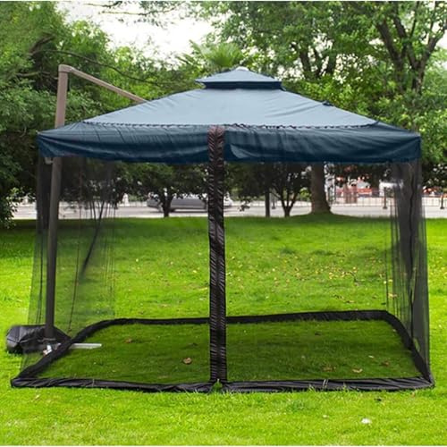 Moustiquaire pour Carrée Parasol 300x300x230cm, Moustiquaire Exterieur avec Fermeture éclair Et Base Remplissable, Idéal pour Parasol Rectangulaire, Plage, Balcon, Jardin, Suspendu (Black)