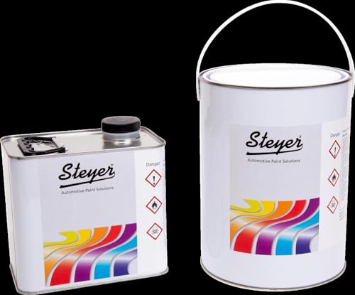 Steyer 1 Litre Diamond White 2K Gloss Finish Car Van Spray Paint & 500ML 2K Fast Paint Activator