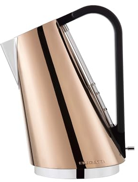 BUGATTI, Vera Easy New, Elektrischer Wasserkocher mit herausnehmbarem Kalkfilter, Fassungsvermögen 1,70 Liter, 2180 W, Gehäuse aus Edelstahl (Roségold)