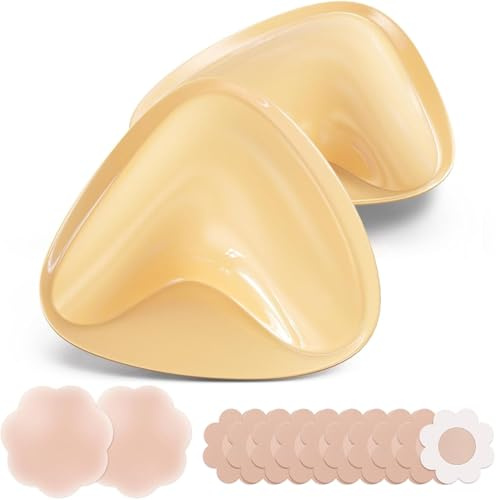 Double Sided Sticky Bra Inserts, Reusable Push Up Adhesive Pads with Padding for Bikini, Swimsuit, Sports Bra