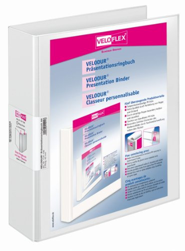 VELOFLEX 1141190 - Präsentationsringordner VELODUR DIN A4, aus PP, 2-D-Ring-Mechanik, 40 mm Füllhöhe, weiß
