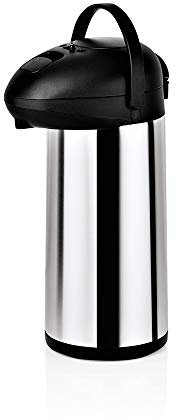 WAS 3908 500 Edelstahl Pump-Isolierkanne Duo mit Tragegrif, Doppelwandig, 5 Ltr, 40 cm Höhe