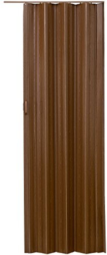 tectake® Internal Folding Door, 80 x 203 cm, Water-Resistant & Durable PVC, Foldable Sliding Door with Magnetic Closure & Handles, Space-Saving Concertina Door Suitable as Room Divider - Teak