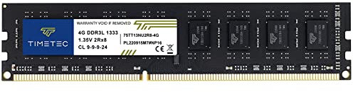 Timetec 4GB DDR3/DDR3L 1333 MHz PC3-10600 Non-ECC Ungepuffert 1,5V/1,35V CL9 2Rx8 Low Density Dual Rank 240 Pin UDIMM Desktop-PC Computerspeicher RAM-Modul-Upgrade