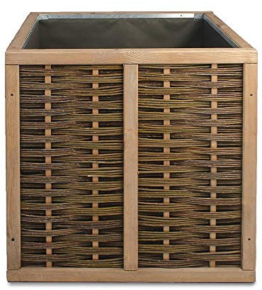 WEIDENPROFI Hochbeet mit Vlies, Gartenhochbeet aus Holz mit Weidengeflecht für den Garten, erweiterbar, Größe (LxBxH): 80 x 80 x 80 cm