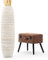Leewadee Grand Vase A Poser Au Sol pour Branches Décoratives De Pampa, Vase en Bois De Manguier, 110 cm, White Wash