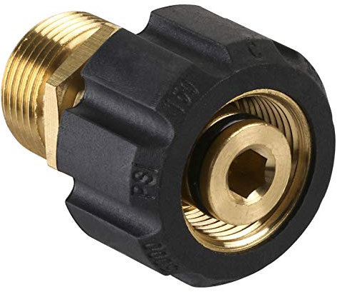 M MINGLE Pressure Washer Adapter, Metric M22 15mm Female Thread to M22 14mm Male Fitting, 4500 PSI