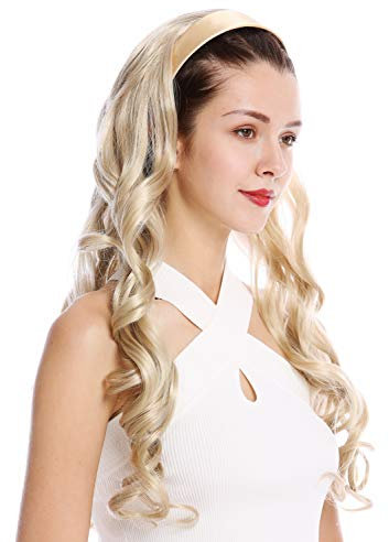 WIG ME UP - TYW60871H-22 Halbperücke Haarteil Extension Haarreif Haarband Aschblond Blond Locken gelockt sehr lang 70 cm