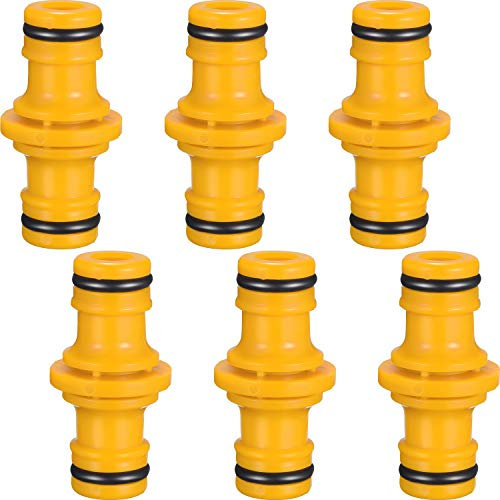 Hotop 6 Pièces Double Connecteur de Tuyaux Mâles Raccords de Tuyaux pour Rejoignez Le Tube de Tuyaux de Jardin (Jaune)