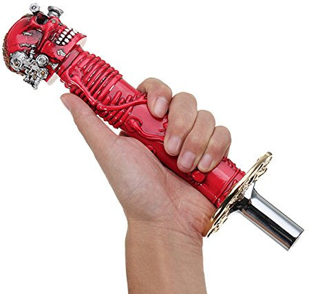 C-FUNN Universal 25 cm einäugiger Totenkopf und Skelett Kopf langer Auto Schaltknauf Schalthebel – Grün