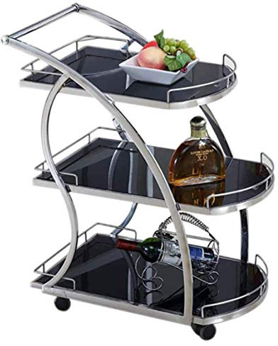 Servierwagen Küchenwagen Catering Trolley Barwagen Edelstahl gehärtetes Glas Teegetränk Schnapsregal Trolley Gold/Silber 65 * 45 * 82 cm