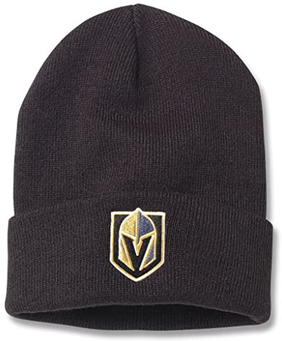 AMERICAN NEEDLE NHL Hockey Team Logo Beanie mit Bündchen, Vegas Golden Knights-schwarz, Einheitsgröße
