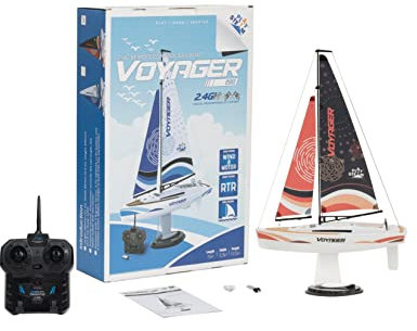 PLAYSTEAM Voyager 280 Voilier à Moteur télécommandé 2,4 GHz Rouge 17.5 in de Haut