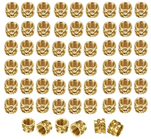 60 Stück M3 Gewindeeinsatz OD5 mm L4 mm Messingmutter gerändelte Einsätze Wärmeeinbettung Muttern kompatibel mit Voron 2.4 Trident Switchwire DIY 3D Drucker