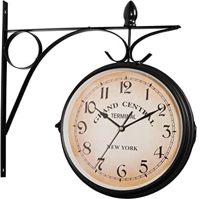 Dyna-Living Double Sided Wall Clock, Large Outdoor Garden Clock Train Station Clock Vintage Wall Mounted Clock Outdoor Garden 42 * 9 * 41cm