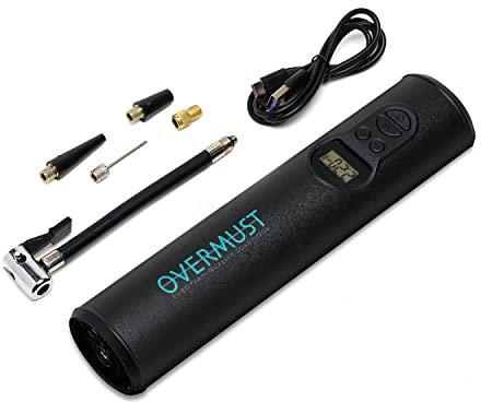 OVERMUST - Compressore Auto Portatile 150PSI, Arresto Automatico, Display LCD, Luce LED 80 Lumens