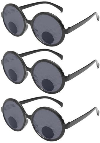 Shienfir 3/6 Stück Googly Eyes Brillen, lustige Brillen, Streiche, Spielzeug, schüttelnde Partybrillen, Spielzeug, Neuheiten, lustige Kostümzubehörteile für Partygeschenke Grau 3pcs