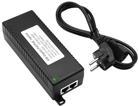 Gigabit PoE Injektor,PoE+ Injektor Wandelt Nicht-PoE in PoE+,iefert PoE+ 30W oder PoE 15.4W,Mit Netzkabel,Entfernung bis zu 100m, Plug & Play,für PoE Kameras/Video Doorbell PoE