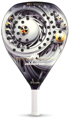 Akkeron - Pala de Padel - Modelo Plata 20th 2024 - Carbono 100% - EVA Black - Forma Lágrima - Barniz Brillo - Potencia - 350/365g,