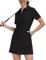Soneven Damen Tenniskleid mit Hose 1/4 Zip Tennis Kleidung Set Kurzarm Sportkleider Sommerkleid Golfkleid Für Sport Tennis Baseball,Schwarz,M