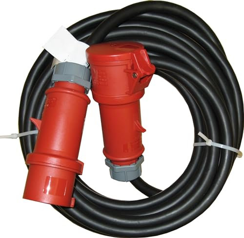 Câble de connexion CEE 32A Aktobis H07RN-F 5G6 de 10 m de long avec connecteur et prise inclus, IP44