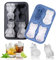 Eiswürfelform Silikon 2er-Pack 4 Fach, 3D Französische Bulldogge und Katze Eiswürfelschalen in Tierform Mit Trichterdeckel, BPA Frei Eiswürfelbehälter für Whisky Cocktails Bier Wein, Blau und Schwarz