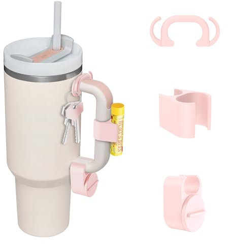 Tumbler Handle Clip Key Charm Holder, Chapstick Holder, Ring & Jewelry Holder for Stanley Tumbler, 3 Pcs Set Stanley Cup Accessories, Stanley Tumbler Handle Clip Attachment