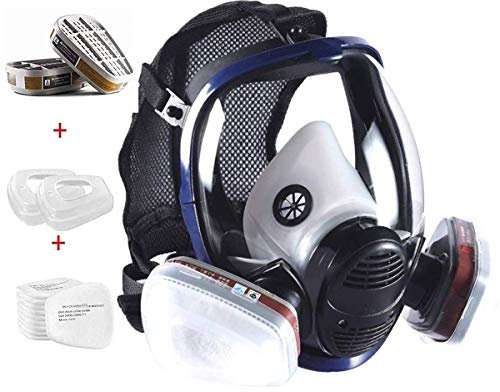 Vollgesichts Atemschutzmaske mit Filter | Anti-Beschlag, Anti-Gas, Anti-Staub Maske | Gasmaske Vollmaske Ideal für Farben, Lacke, Schreinerarbeiten, Bauarbeiten, Schleifen, Spritzen, Chemikalien (R81)