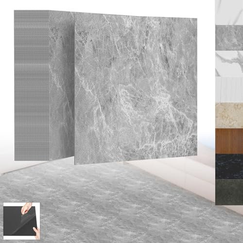 XINZI Piastrelle autoadesive in PVC, per pavimenti in vinile, autoadesive, per pavimenti in vinile, effetto legno, 54 piastrelle in vinile, 5,02 m², per cucina, soggiorno, effetto quercia, grigio