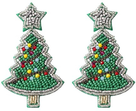Leichte Ohrringe mit Weihnachtsmotiv, handgefertigte Perlen Ohrringe mit Strasssteinen für Modeliebhaber, festliche Accessoires, saisonaler Schmuck für Frauen