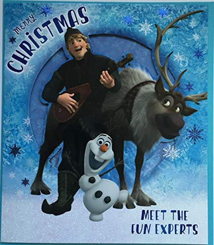 Disney Weihnachtskarte für Jungen mit Olaf der Schneemann, Kristoff und Sven das Rentier