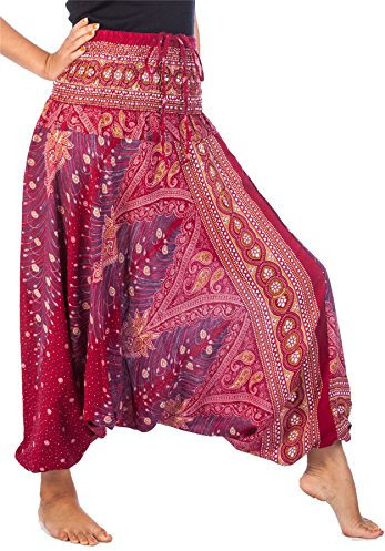 Lofbaz Women's Peacock 2 in 1 Harem Trousers Jumpsuit