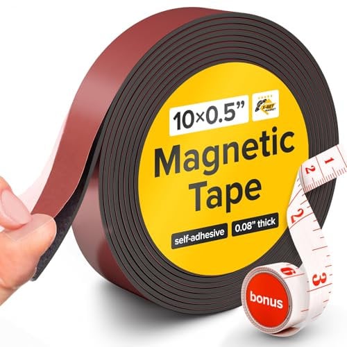 Flexible Magnetic Strip - 1,2 cm x 3 m Magnetic Tape with Strong Self Adhesive - Perfect Magnetic Roll for Craft and DIY Projects - Sticky Anisotropic Magnets