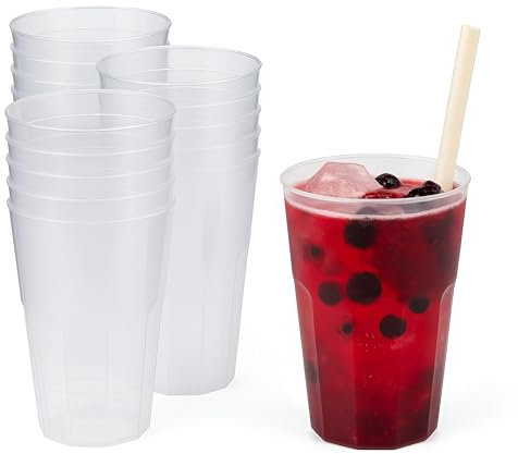 Silverkitchen 120x Cocktail Becher 300ml transparent aus PP 6-eckig Made In Germany Plastik Trinkbecher Mehrweg Bruchsichere Mehrwegbecher Wiederverwendbar Grillfest Catering