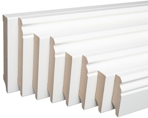 REESE Sockelleiste Weiß 150mm Höhe 230 cm - Weimarer Profil - Fußleiste aus MDF nicht selbstklebend
