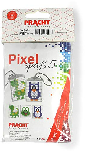 Pracht Creatives Hobby Pixel P90024-00505 Fun Craft Set 5, for Designing 2 Keyrings (Lockets) for Children, Easy Plug-in System, No Ironing or Gluing, Organic Plastic Stones