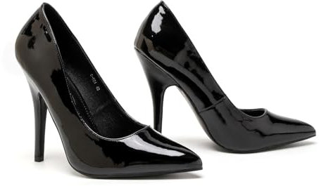 Bismaa Mens Womens Drag Queen Cross Dresser HIGH Heel Pointy Toe Court Shoes Big Sizes UK 9,10,11,12 (Black Patent, Numeric_6)