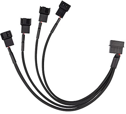 4-Pin Molex auf 4 x 3-Pin / 4-Pin PWM 12V PC-Gehäuselüfter-Stromversorgungskabel, 3-Pin oder 4-Pin (PWM-Stecker) auf Molex Computerkühler Kühlerlüfter-Verteiler Y-Stromkabel