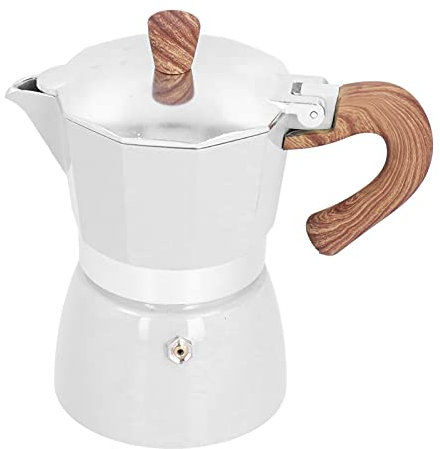 Cafetera Espresso Italiana - Cafetera Moka 3 Tazas (150ml), Aluminio(Blanco)