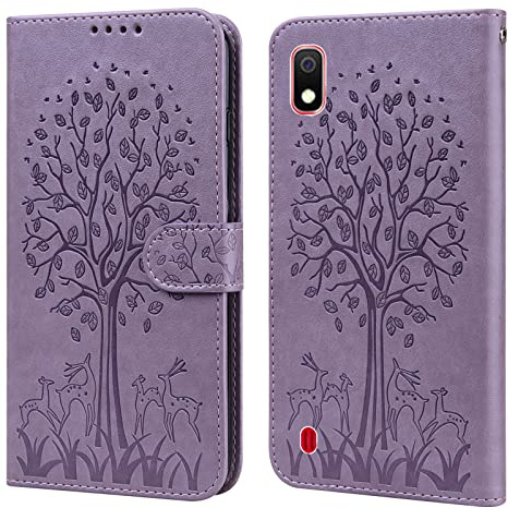 BOLELAW Hülle für Samsung Galaxy A10 – Stoßfeste PU Leder Flip Wallet Case mit Magnetverschluss, Standfunktion & Kartenfächern, ideal für den Alltag, Lila